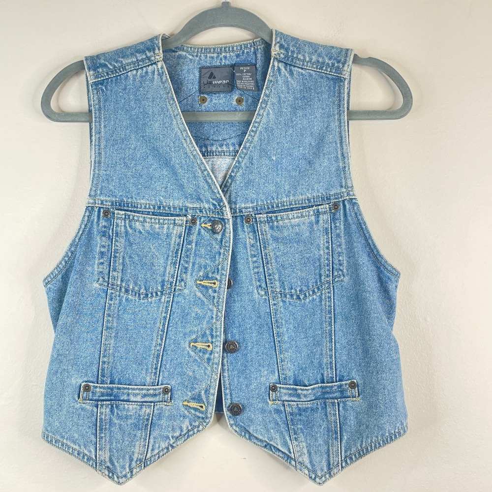 Vintage Harley Davidson Denim Vest Women Small Petite Logo Patch Biker Blue Jean
